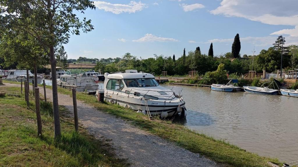 Bateau 6 personnes sans permis terrasse a quai ou option navigation nuit insolite Languedoc Roussillon Beziers 7