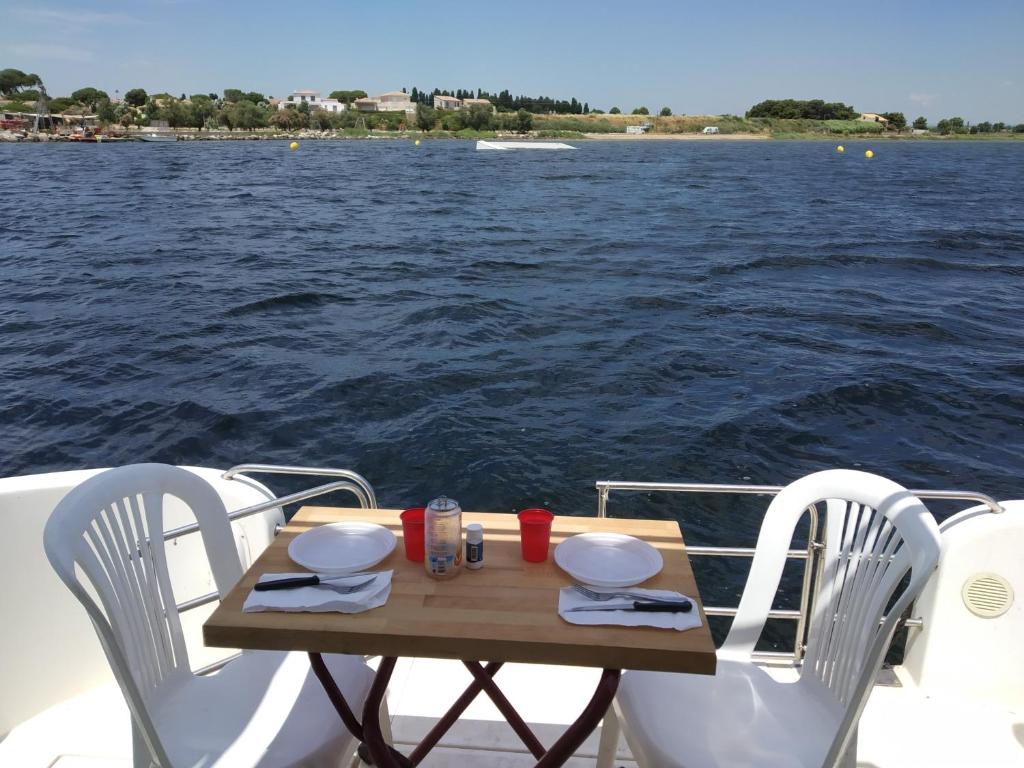 Bateau 6 personnes sans permis terrasse a quai ou option navigation nuit insolite Languedoc Roussillon Beziers 8