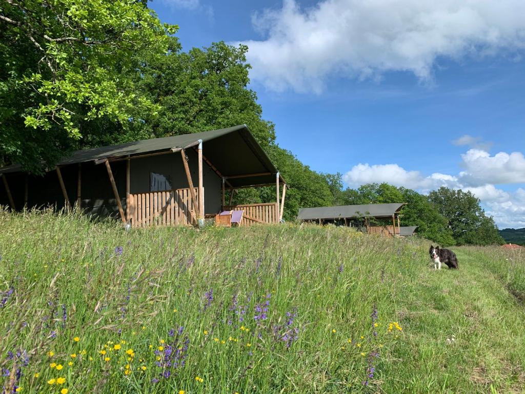 Safari tent lodges with a beautiful view at Lot Sous Toile nuit insolite Midi Pyrenees Montamel 10